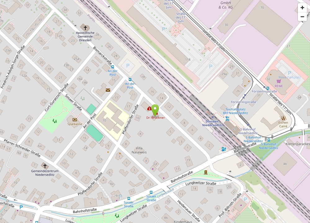 Kartenausschnitt: Bismarckstraße 7, Dresden